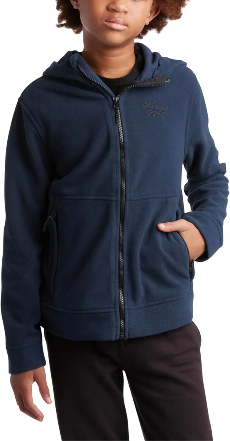 Reebok Boys' Jacket - Warm Polar Fleece Insulated Jacket - Weather Resistant Zip Up Hooded Jackets for Boys (Sizes: 4-20)