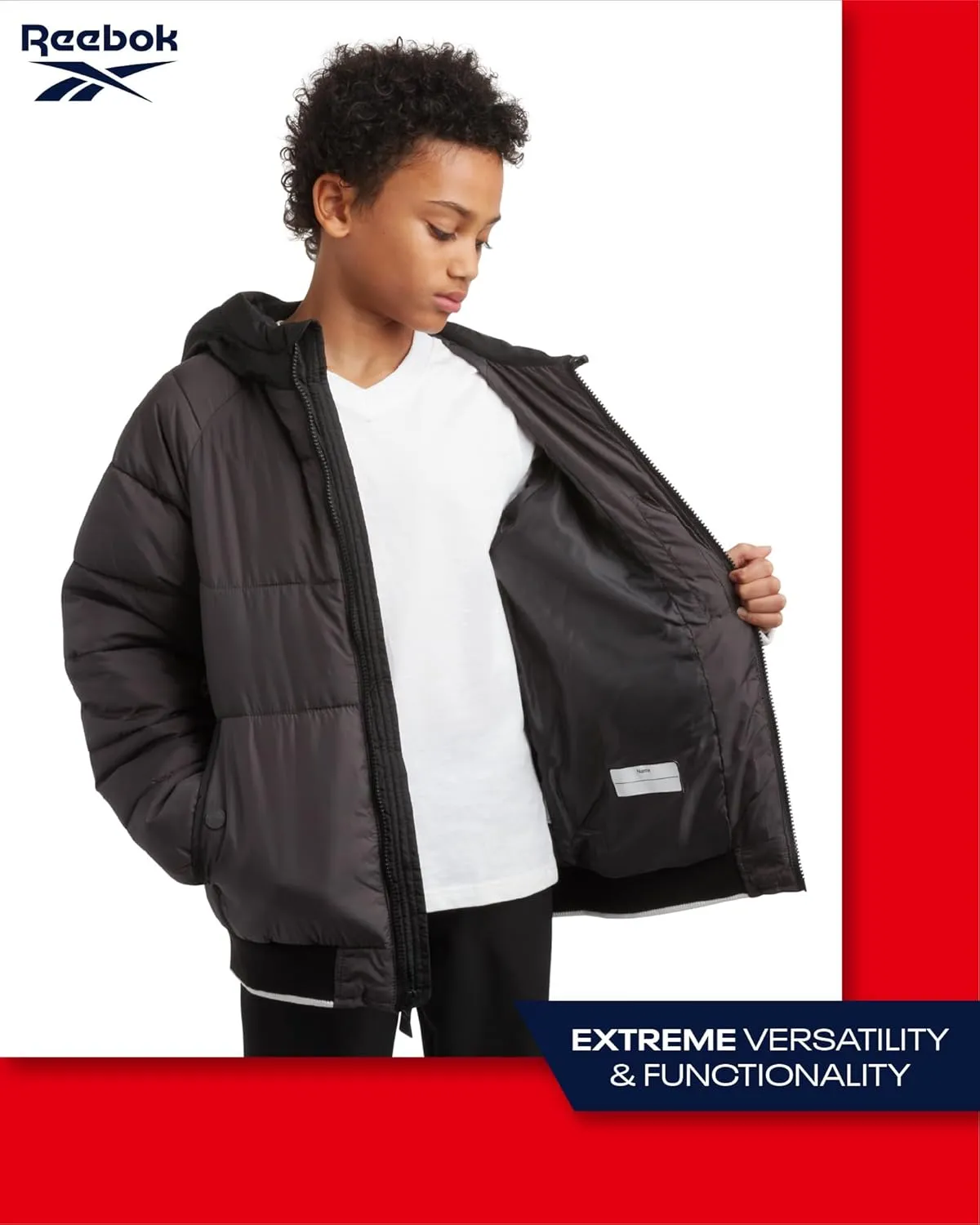 Reebok Boys' Winter Coat - Heavyweight Full Zip Up Quilted Puffer Snow Parka - Weather Resistant Ski Jacket for Boys (8-20)