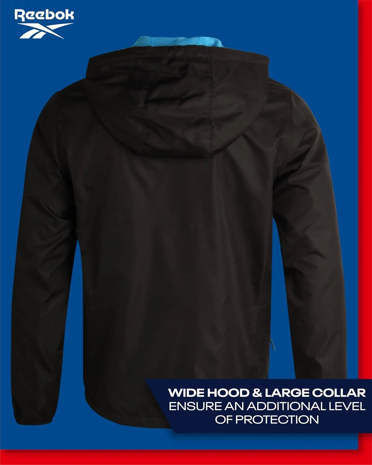 Reebok Men's Jacket - Wind and Water Resistant Full Zip Sherpa Lined Hooded Windbreaker Jackets for Men (Sizes: S-XL)