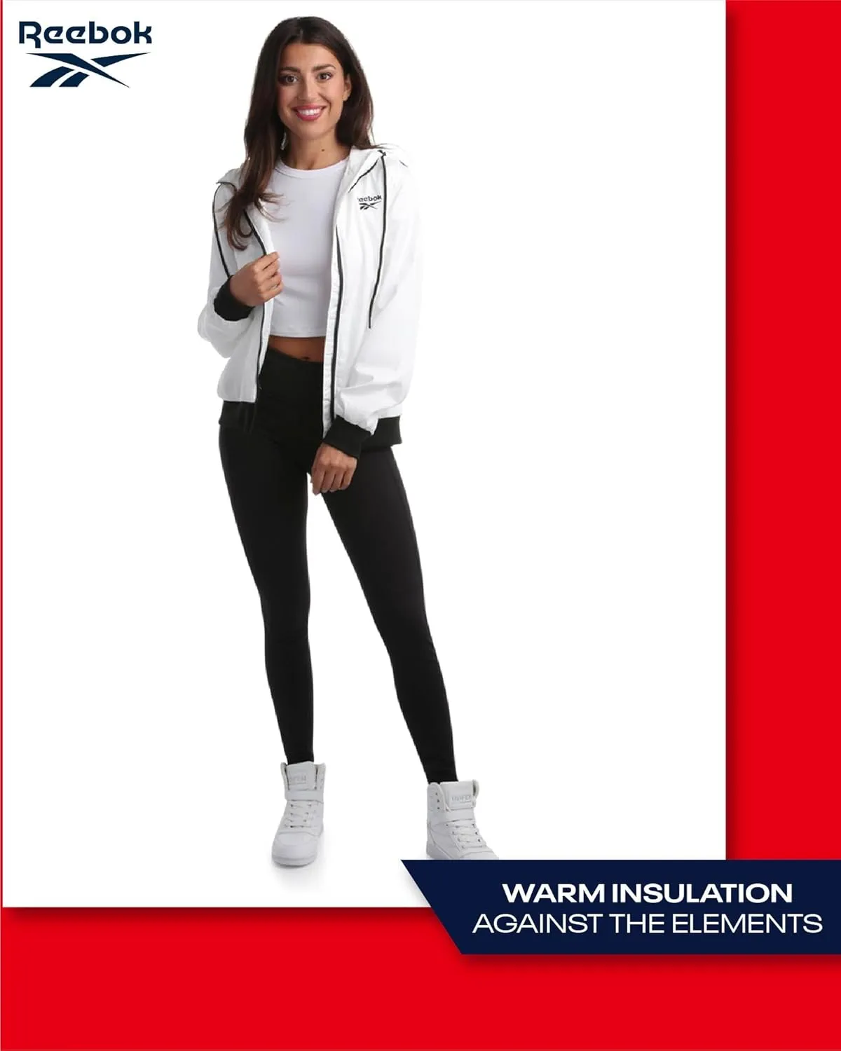 Reebok Women's Jacket - Weather Resistant Fleece Lined Windbreaker Jackets for Women  Cozy Zip Up Hoodie Jacket (S-XL)