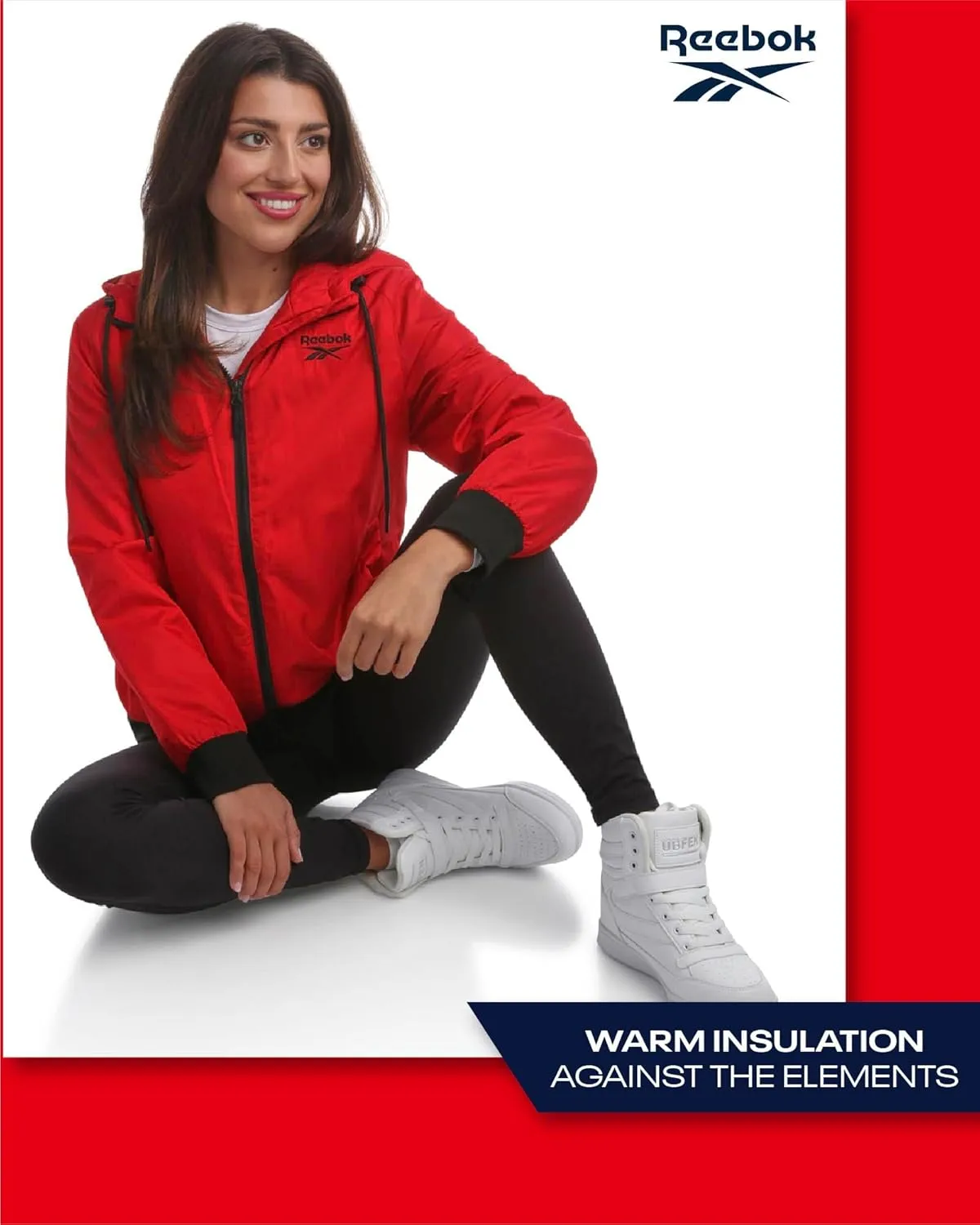 Reebok Women's Jacket - Weather Resistant Fleece Lined Windbreaker Jackets for Women  Cozy Zip Up Hoodie Jacket (S-XL)