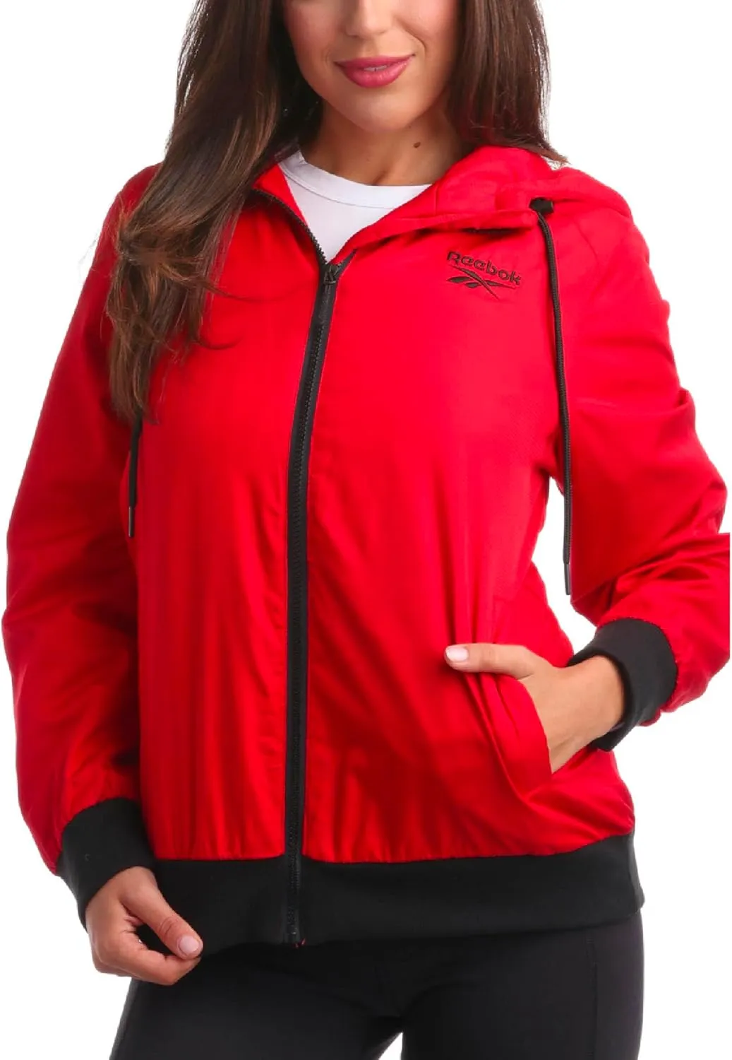 Reebok Women's Jacket - Weather Resistant Fleece Lined Windbreaker Jackets for Women  Cozy Zip Up Hoodie Jacket (S-XL)
