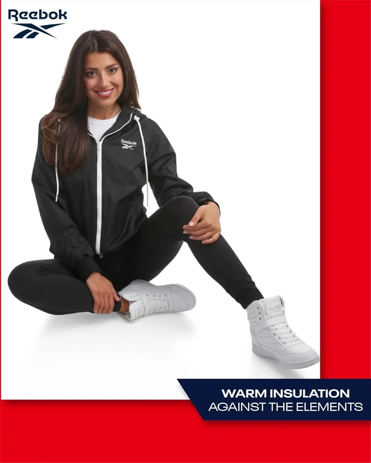 Reebok Women's Jacket - Weather Resistant Fleece Lined Windbreaker Jackets for Women  Cozy Zip Up Hoodie Jacket (S-XL)