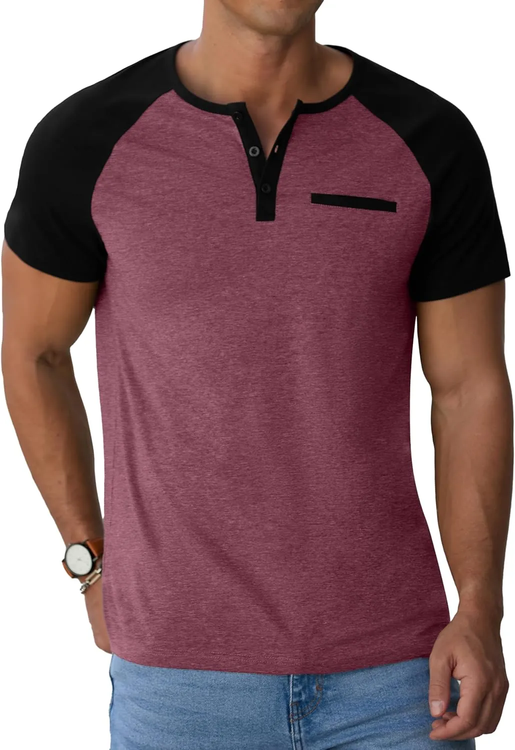 Sailwind Mens Cotton Henley Shirts Short Sleeve Casual T-Shirts Summer Button T Shirts with Pocket