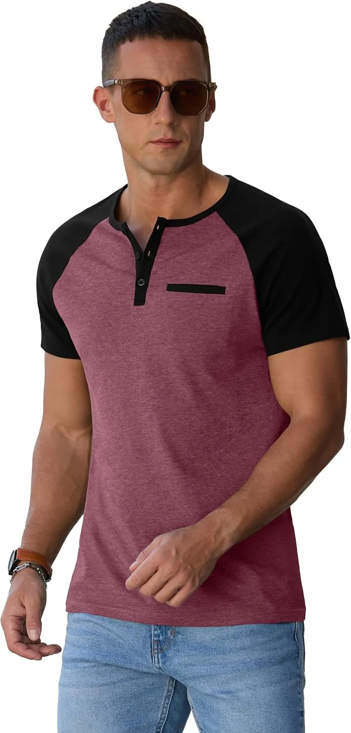 Sailwind Mens Cotton Henley Shirts Short Sleeve Casual T-Shirts Summer Button T Shirts with Pocket