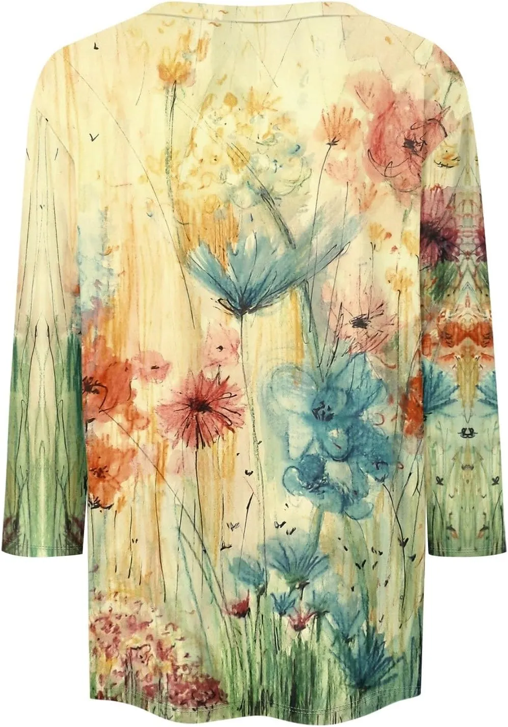 Shirts for Women Trendy Summer O-Neck 3/4 Sleeve Shirts Casual Loose Fit Blouses Printed Trendy Tunic Cute Basic Clothing