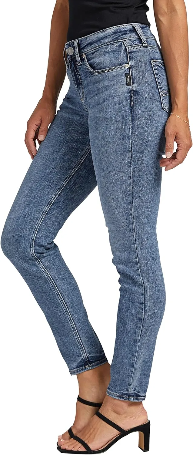 Silver Jeans Co. Women's Suki Mid Rise Curvy Fit Skinny Jeans