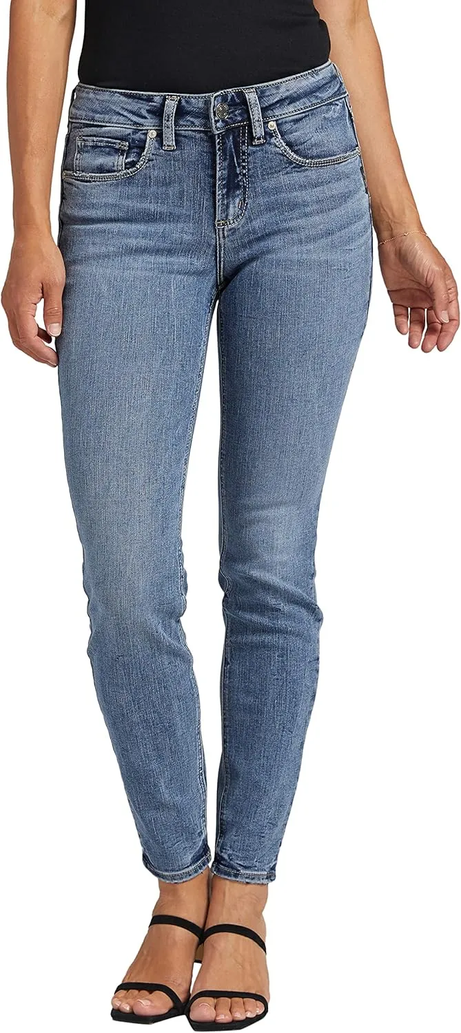 Silver Jeans Co. Women's Suki Mid Rise Curvy Fit Skinny Jeans