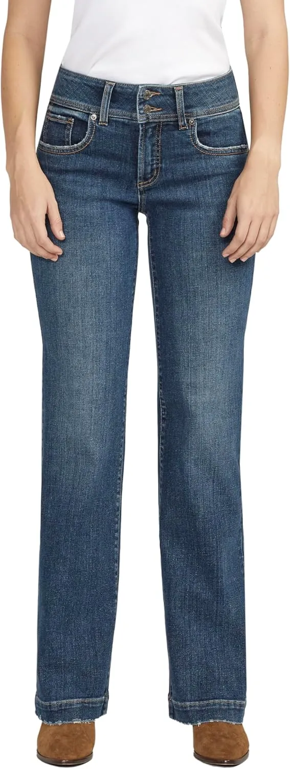 Silver Jeans Co. Women's Suki Mid Rise Curvy Fit Trouser Leg Jeans