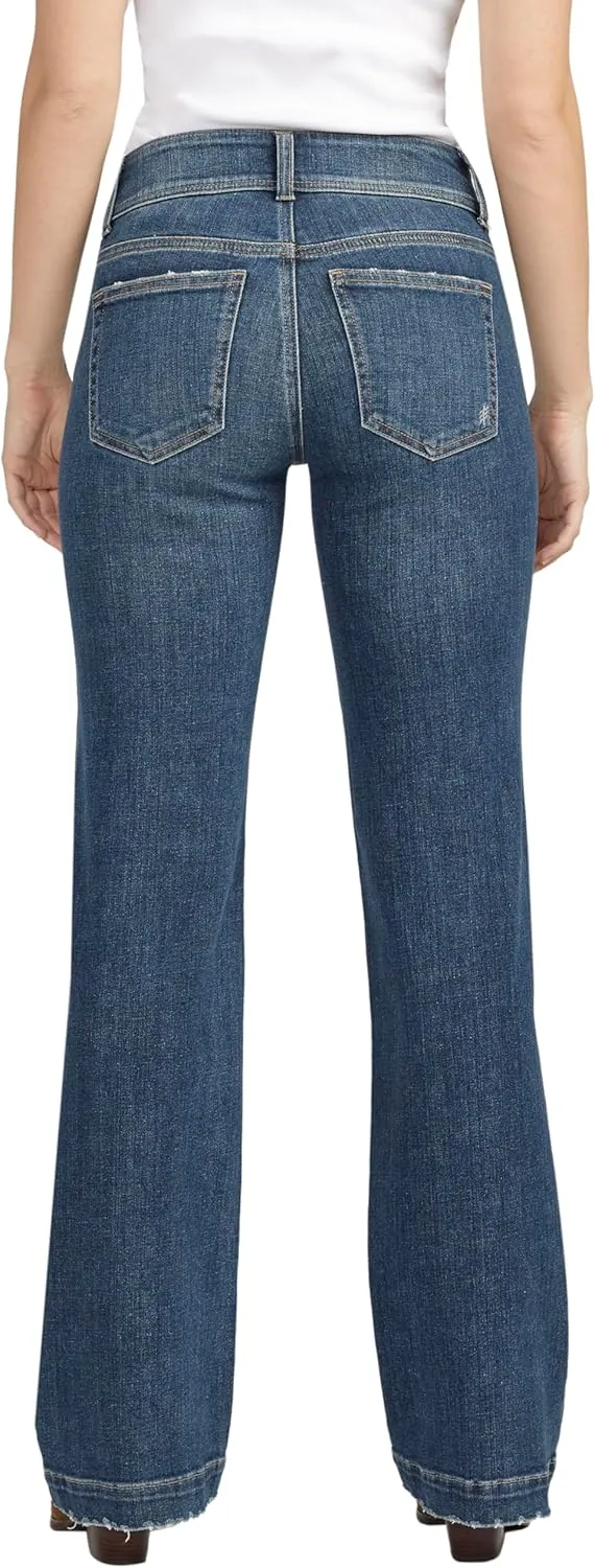 Silver Jeans Co. Women's Suki Mid Rise Curvy Fit Trouser Leg Jeans