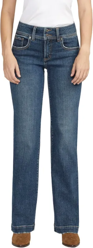 Silver Jeans Co. Women's Suki Mid Rise Curvy Fit Trouser Leg Jeans