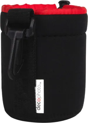 Small Neoprene Lens Bag Protective Water and Weather Resistant Shock Drop and Scratch Armor Pouch Sleeve Case with Plush Interior, Black