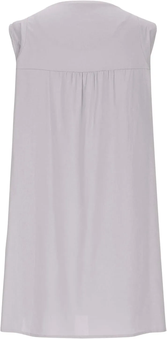 Summer Cotton Linen Dress for Women Casual Sleeveless Crewneck Ruched Sundresses Plus Size Solid Color Loose Dresses