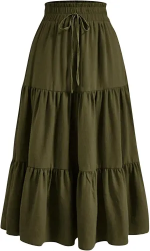Summer Skirts for Women Fashion Pleated Colorful Vintage Flower Skirts Boho Tropical Hawaiian Clothes