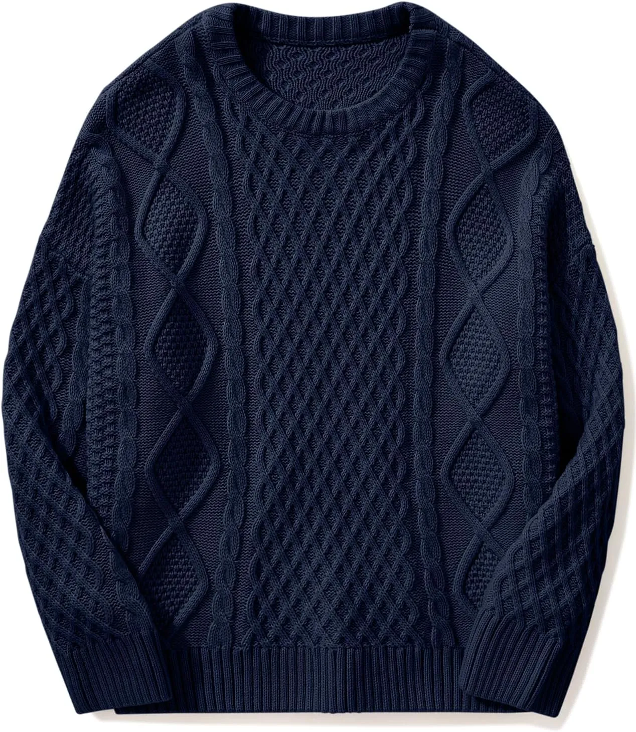 SUUKSESS Women Oversized Cable Knit Sweater Fall Long Sleeve Crew Neck Pullover Tops 2024