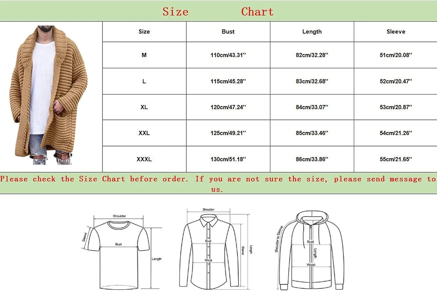 Sweaters for Men Men's Shawl Collar Long Cardigan Heavyweight Knitted Open Front Cardigans Sweaters