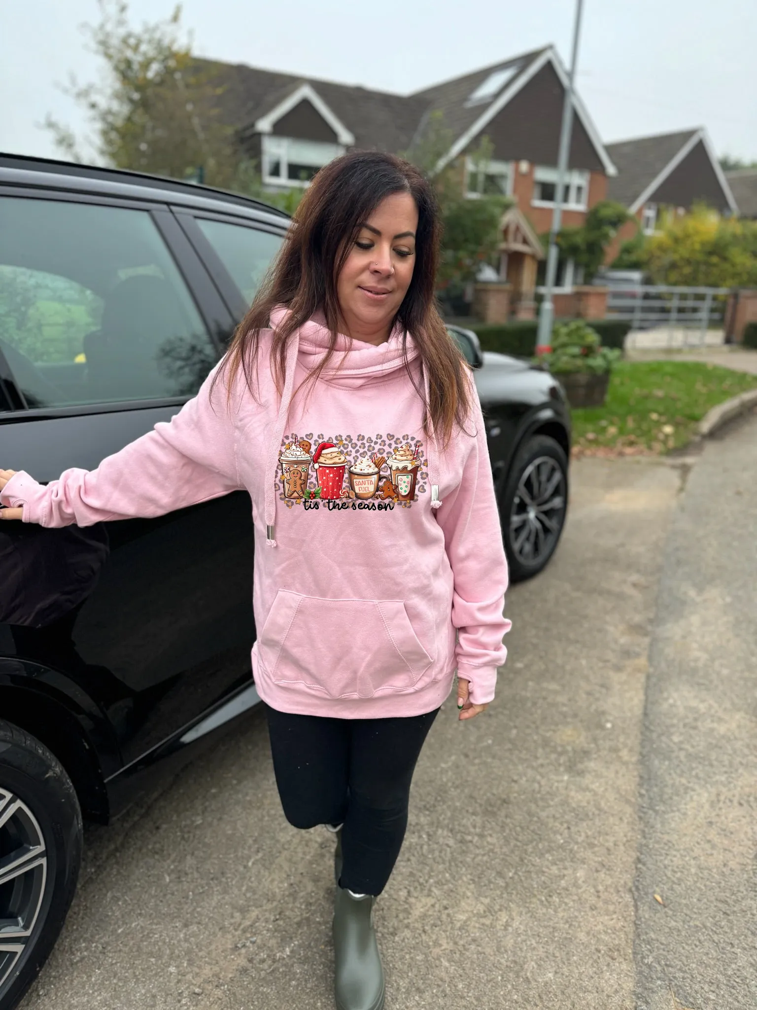 Tis' The Season Christmas Luxe Hoodie - Dusky Pink