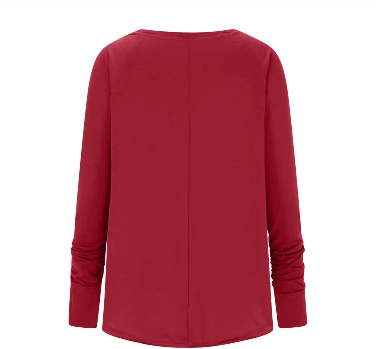 Tops for Women Trendy Long Sleeve Solid Crewneck Basic Tee Shirts Loose Fit Casual Trendy Pullover with Thumb Holes