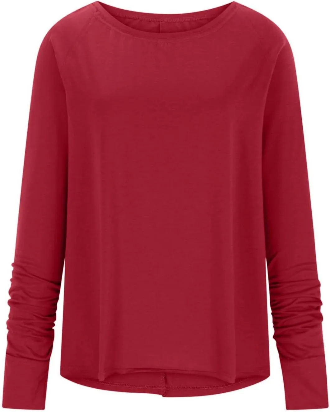 Tops for Women Trendy Long Sleeve Solid Crewneck Basic Tee Shirts Loose Fit Casual Trendy Pullover with Thumb Holes