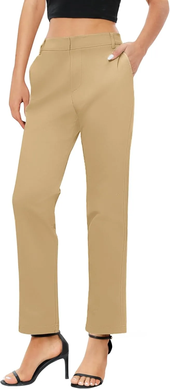 Urban CoCo Women's Elastic Waisted Work Pants Business Casual Office Pants Trousers with Pockets