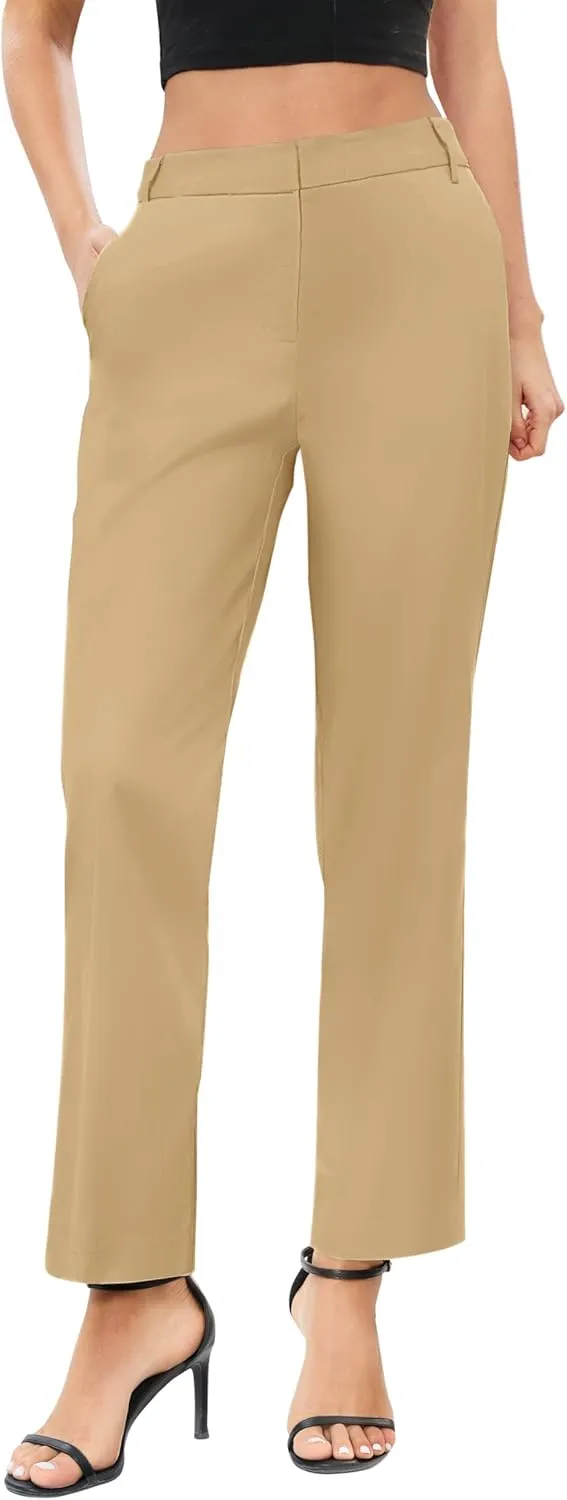 Urban CoCo Women's Elastic Waisted Work Pants Business Casual Office Pants Trousers with Pockets