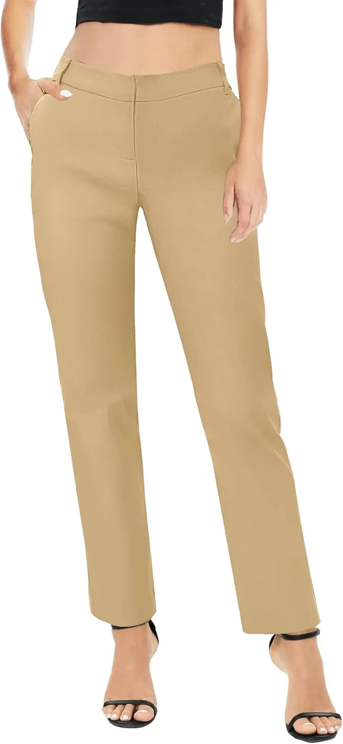 Urban CoCo Women's Elastic Waisted Work Pants Business Casual Office Pants Trousers with Pockets