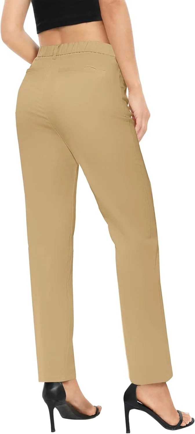 Urban CoCo Women's Elastic Waisted Work Pants Business Casual Office Pants Trousers with Pockets