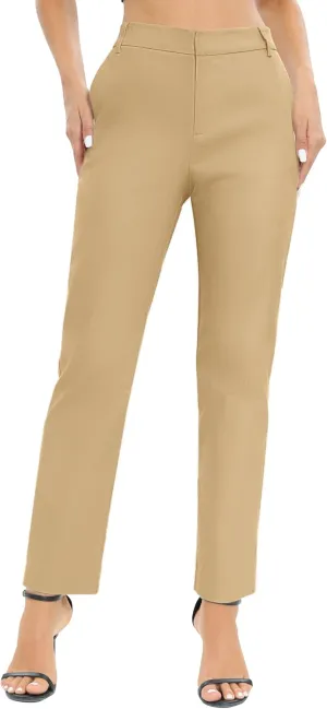 Urban CoCo Women's Elastic Waisted Work Pants Business Casual Office Pants Trousers with Pockets