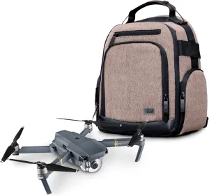 USA Gear Drone Backpack - Drone Case Compatible with DJI Mavic Pro, Spark Mini, Ryze Tello, Yuneec Breeze and More - Customizable Interior, Weather Resistant, Storage for Drone Accessories - Brown