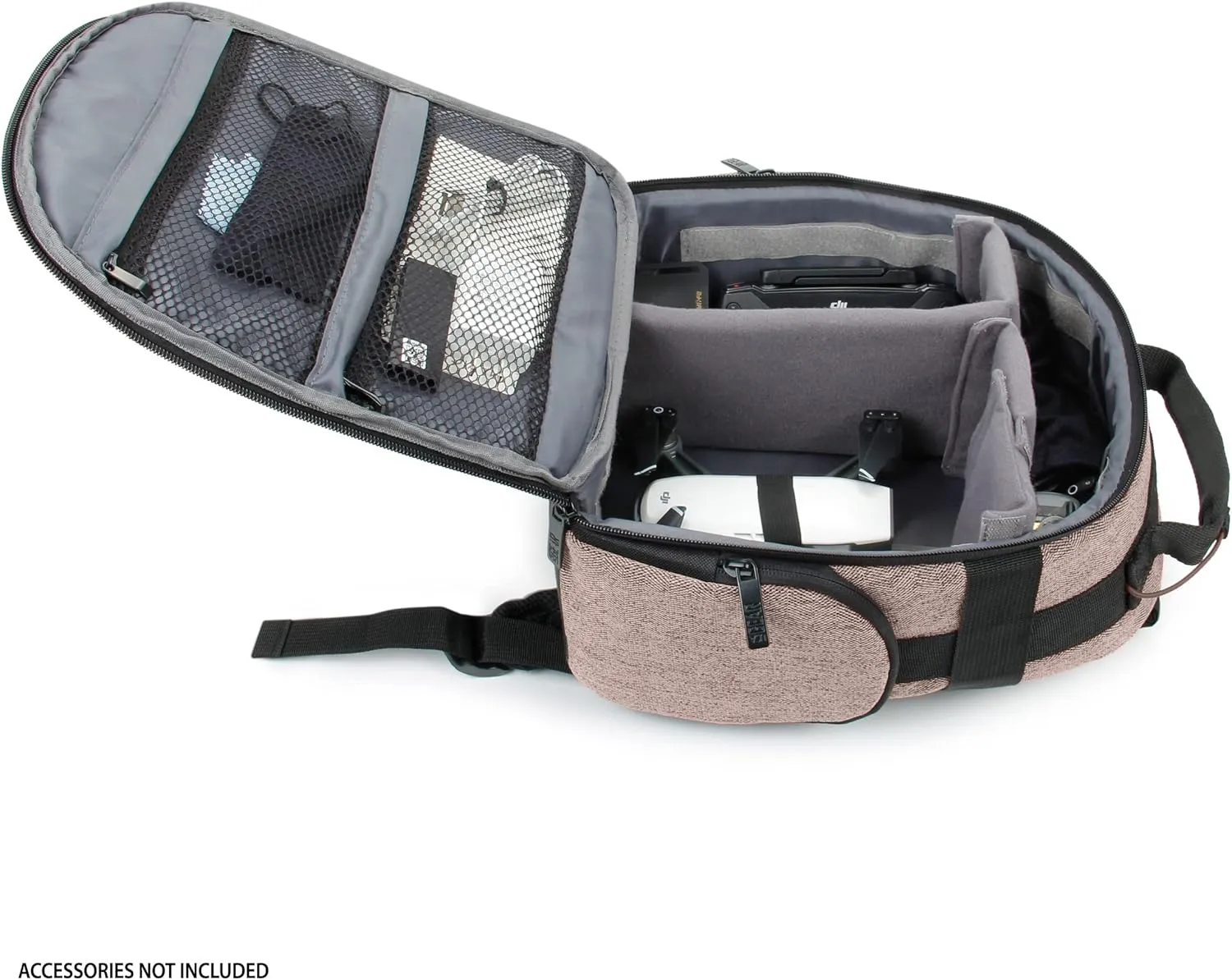 USA Gear Drone Backpack - Drone Case Compatible with DJI Mavic Pro, Spark Mini, Ryze Tello, Yuneec Breeze and More - Customizable Interior, Weather Resistant, Storage for Drone Accessories - Brown