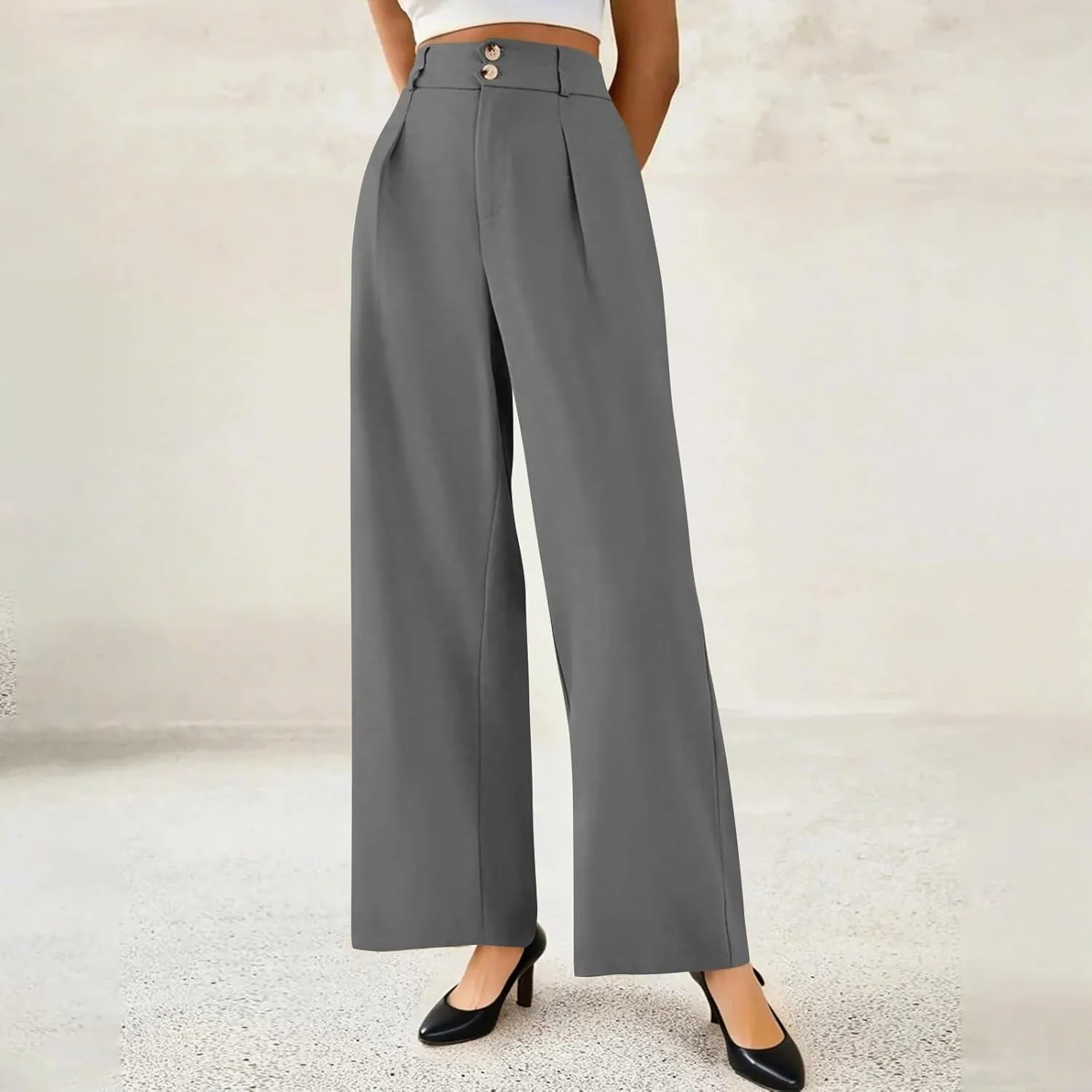 Wide Leg Professional Dress Pants Women 2025 High Waisted Business Casual Suit Office Work Pants Women with Pockets