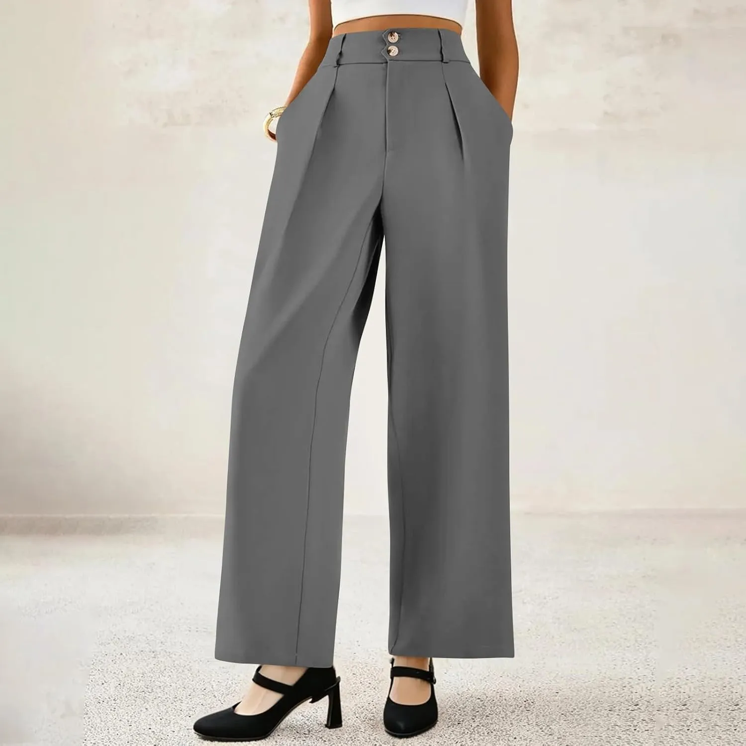Wide Leg Professional Dress Pants Women 2025 High Waisted Business Casual Suit Office Work Pants Women with Pockets