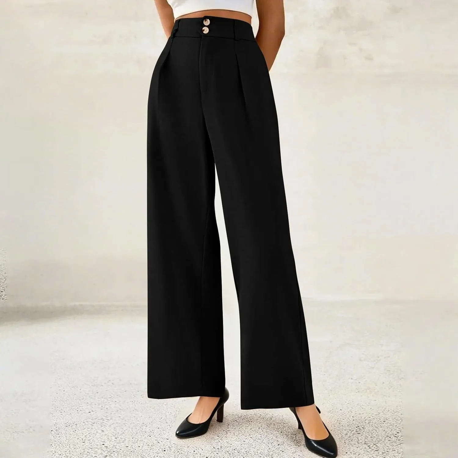 Wide Leg Professional Dress Pants Women 2025 High Waisted Business Casual Suit Office Work Pants Women with Pockets