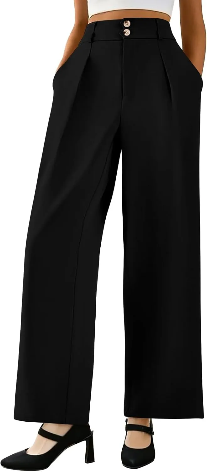 Wide Leg Professional Dress Pants Women 2025 High Waisted Business Casual Suit Office Work Pants Women with Pockets