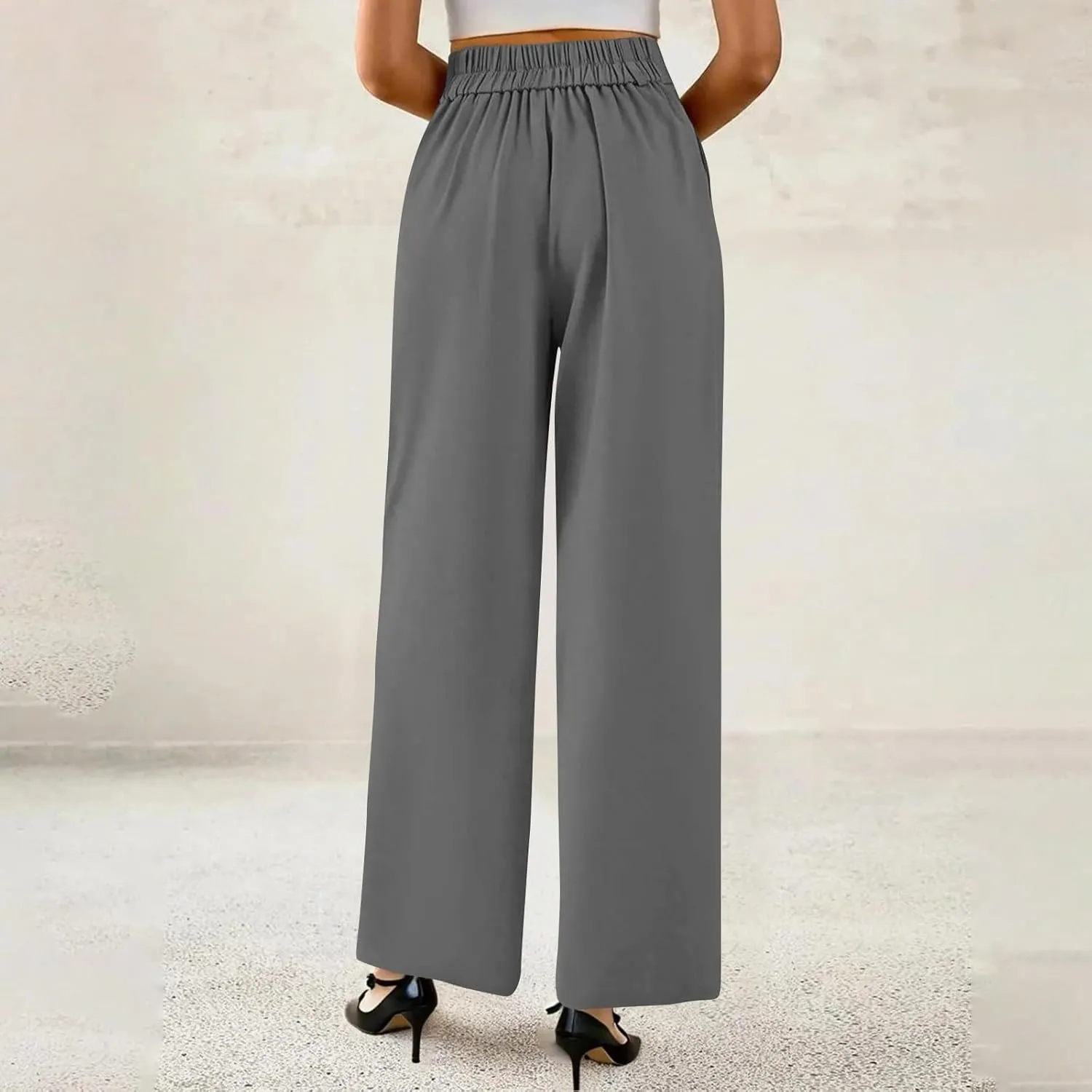 Wide Leg Professional Dress Pants Women 2025 High Waisted Business Casual Suit Office Work Pants Women with Pockets