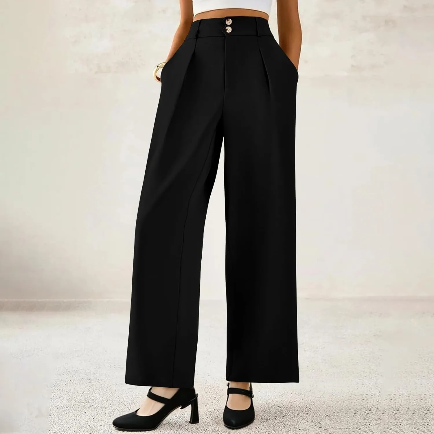 Wide Leg Professional Dress Pants Women 2025 High Waisted Business Casual Suit Office Work Pants Women with Pockets