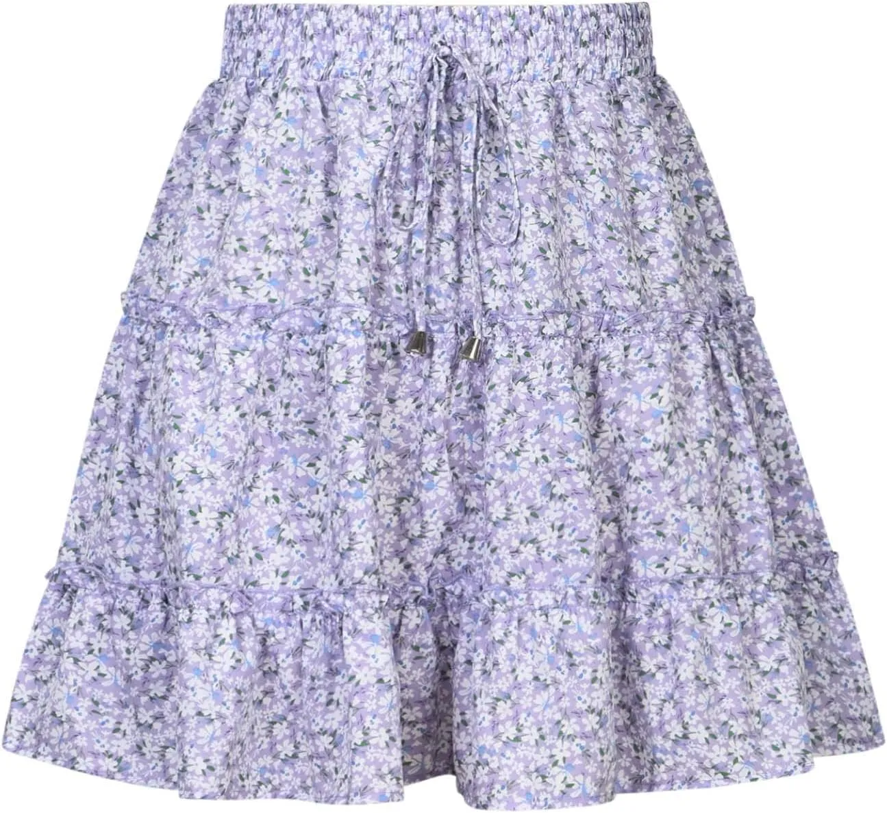 Women Boho Mini Skirt 2024 Summer Fashion Casual Flowy High Waist Beach Pleated Y2K Layered Novelty Short Skirts