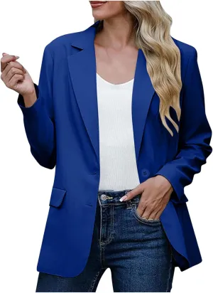 Women Business Casual Blazer with Lined,Professional Work Suit Jacket with PocketsLong Sleeve Button Open Front