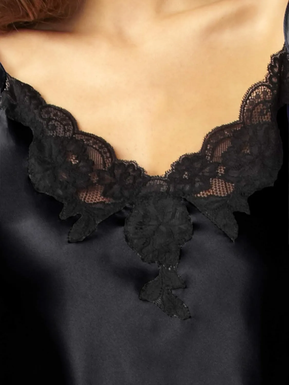 Women's 100% Silk Camisole Top, Lace Trim, Flattering Fit, Sleepwear, Lingerie, Beautiful Gift Packaging