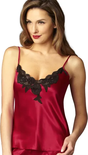 Women's 100% Silk Camisole Top, Lace Trim, Flattering Fit, Sleepwear, Lingerie, Beautiful Gift Packaging