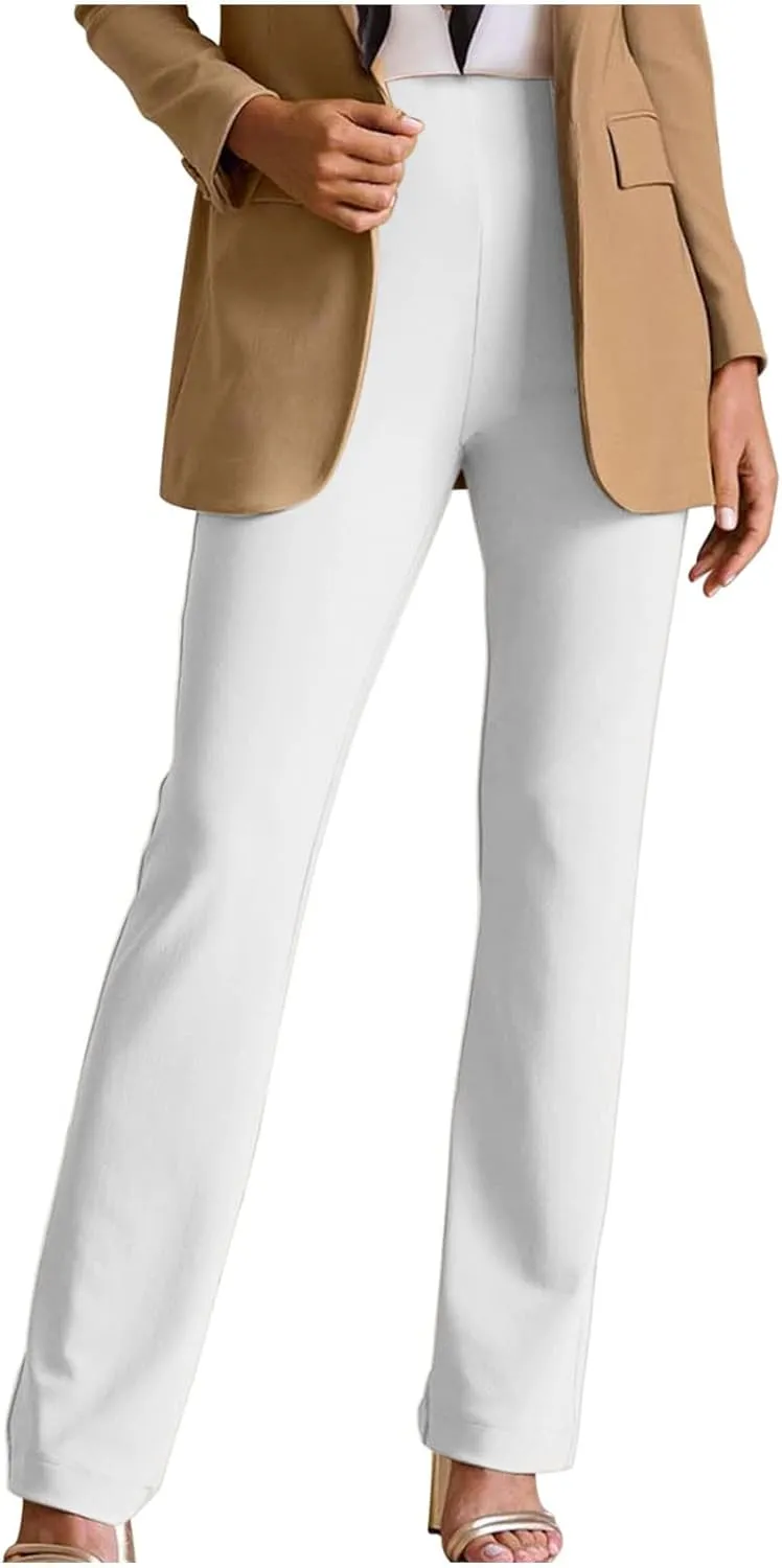 Womens Business Professional Pants Straight Leg Yoga Work Stretchy Pant Office Casual Elegant High Waist Trousers
