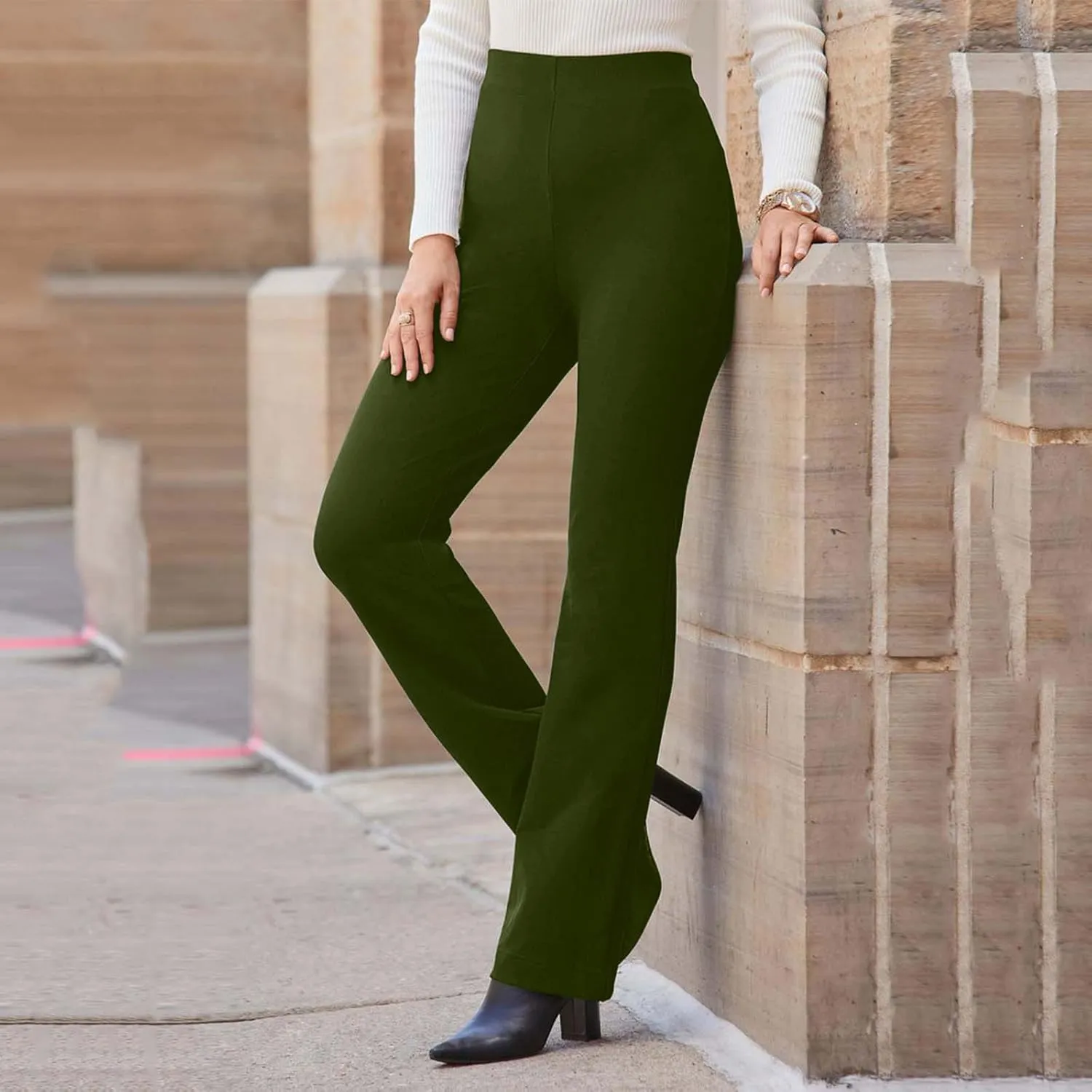 Womens Business Professional Pants Straight Leg Yoga Work Stretchy Pant Office Casual Elegant High Waist Trousers