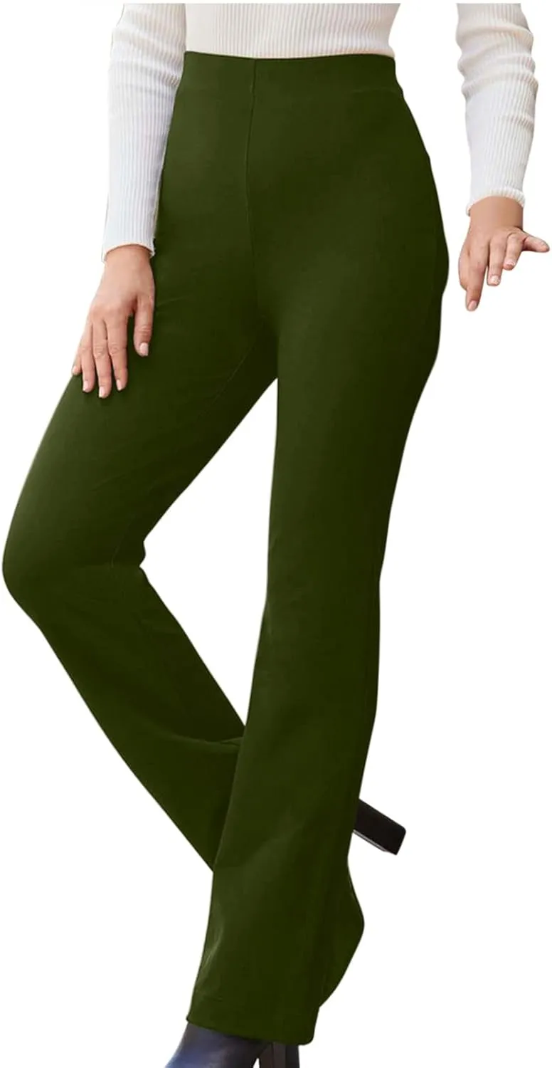 Womens Business Professional Pants Straight Leg Yoga Work Stretchy Pant Office Casual Elegant High Waist Trousers