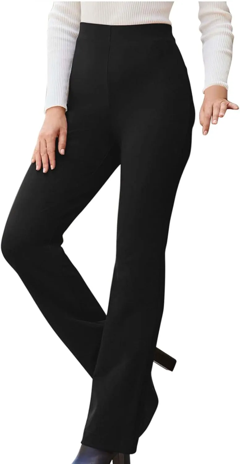 Womens Business Professional Pants Straight Leg Yoga Work Stretchy Pant Office Casual Elegant High Waist Trousers