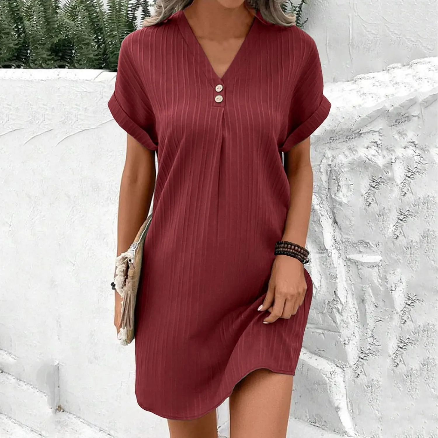 Womens Button Down Summer Dress 2025 Spring Flutter Sleeve Cotton Linen Dress Beach A Line Casual Dress Plus Size