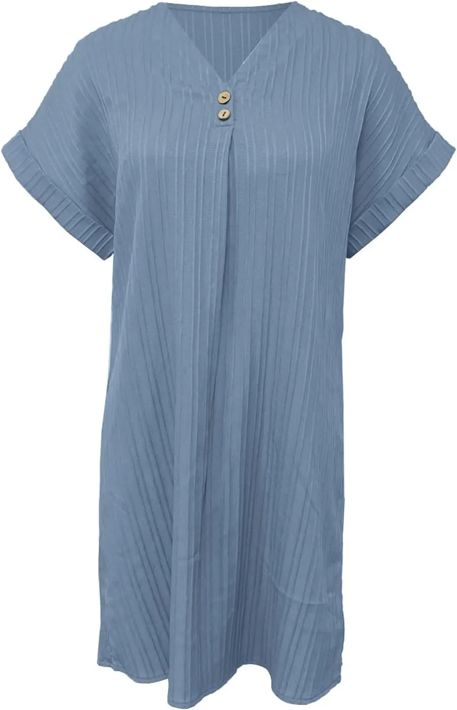 Womens Button Down Summer Dress 2025 Spring Flutter Sleeve Cotton Linen Dress Beach A Line Casual Dress Plus Size