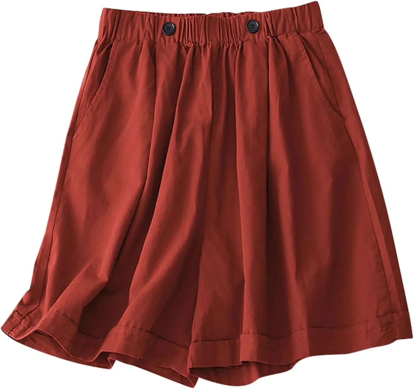 Womens Cotton Linen Shorts Casual Solid Drawstring Shorts Comfy Elastic High Waisted Shorts Summer Beach Shorts