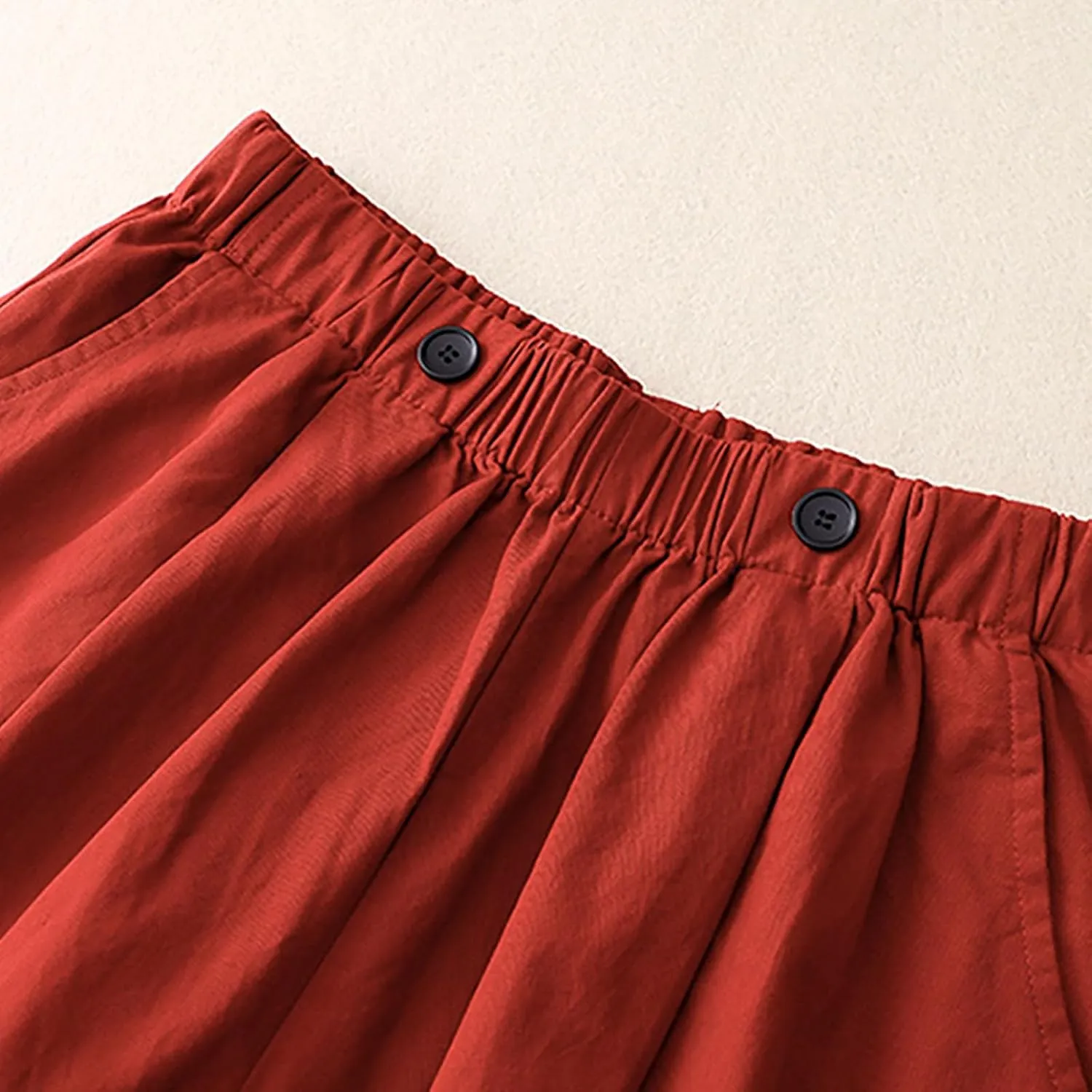 Womens Cotton Linen Shorts Casual Solid Drawstring Shorts Comfy Elastic High Waisted Shorts Summer Beach Shorts