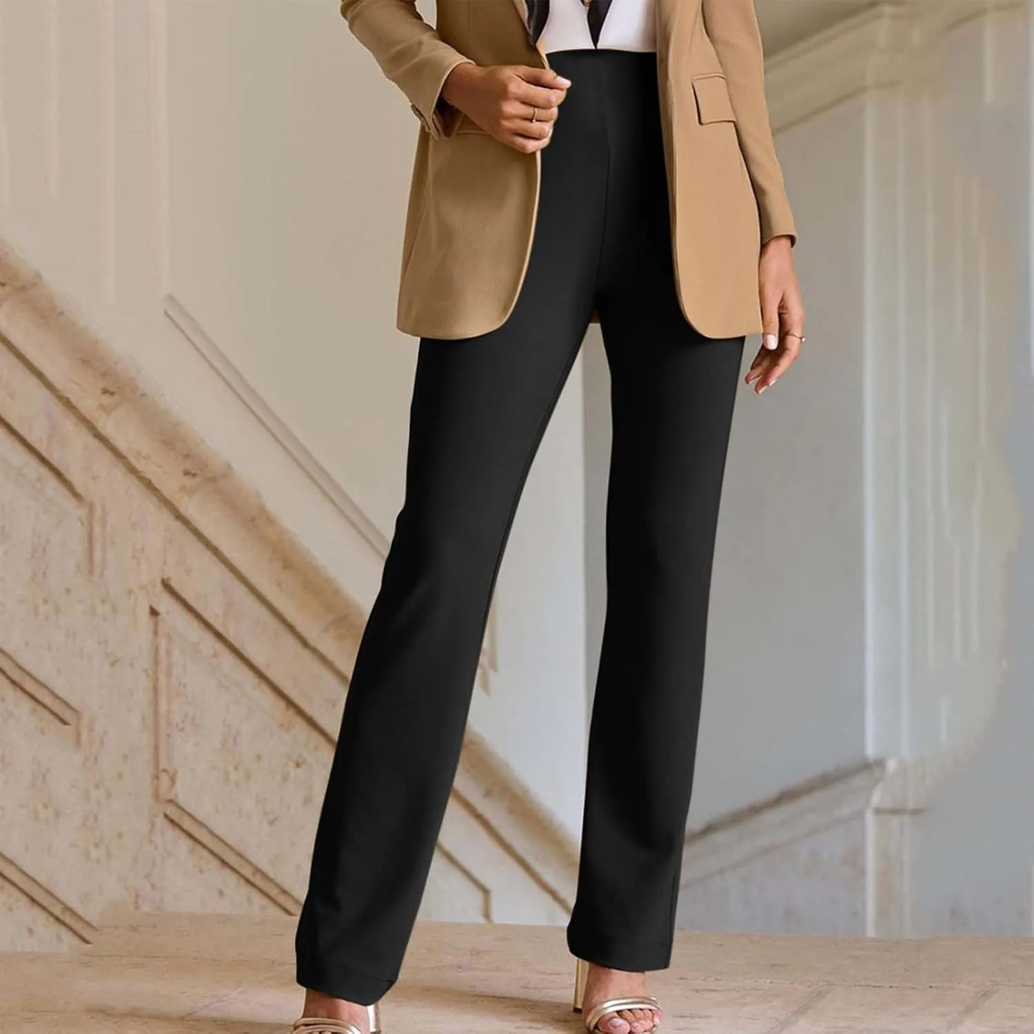 Womens Dress Pants High Waist Business Casual Work Suit Straight Leg Pant Stretch Elegant Comfy Professional Trousers