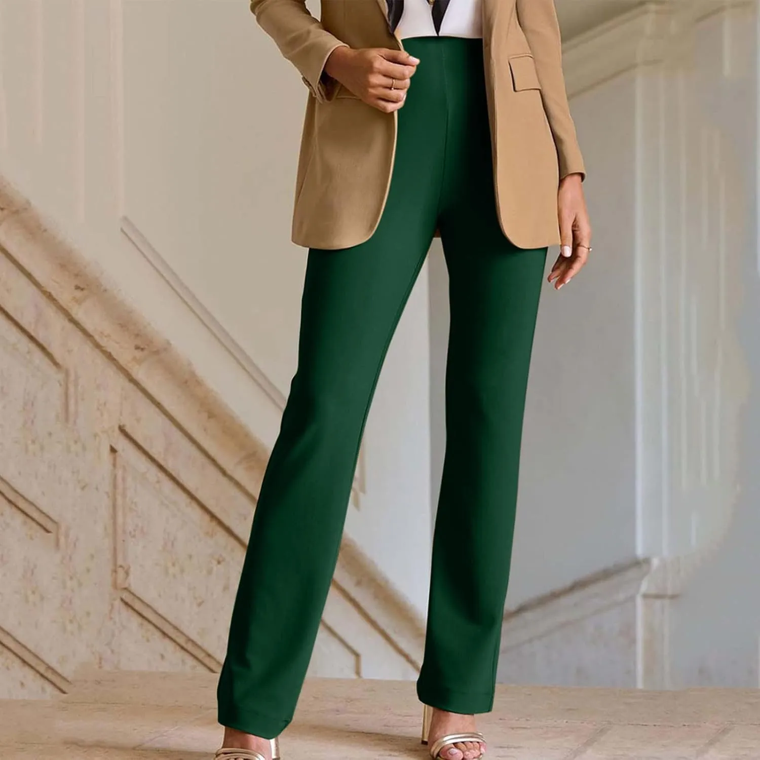 Womens Dress Pants High Waist Business Casual Work Suit Straight Leg Pant Stretch Elegant Comfy Professional Trousers